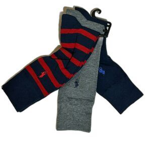 Polo Ralph Lauren Rugby Striped Solid Dress Socks 3 Pack Sock Size 10-13